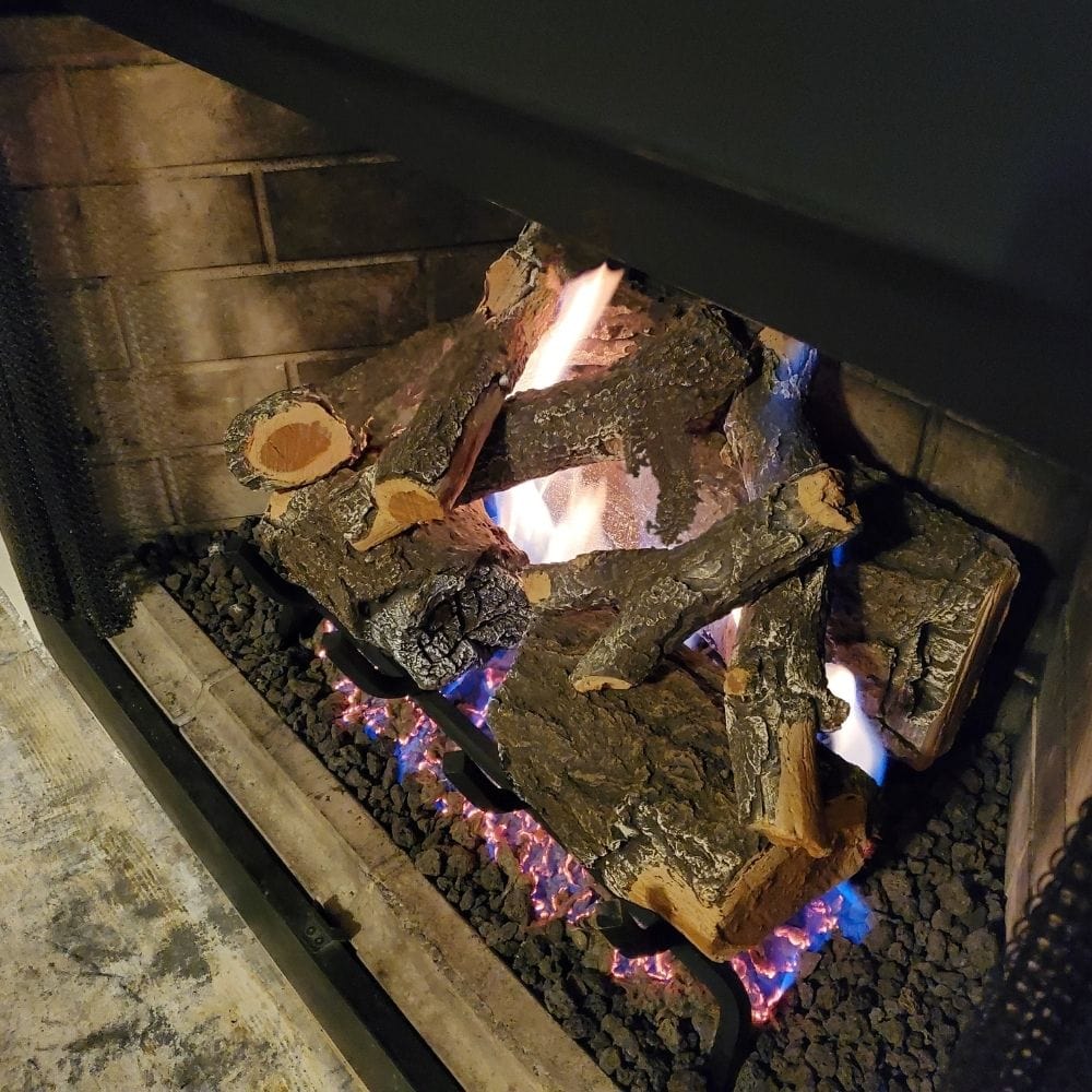 Weathered Oak Vent Free Gas Logs for Indoor Fireplace - Realistic Grand Canyon Style for Cozy Home Ambiance