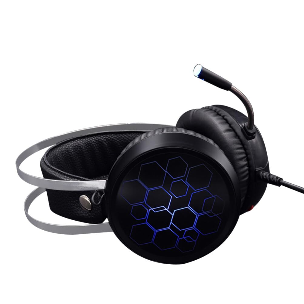 OSALADI USB Wired Gaming Headset with Noise-Cancelling Microphone, RGB Lights for PC Laptop Computer - Perfect for Gaming, Online Classes & Remote Work (Black)