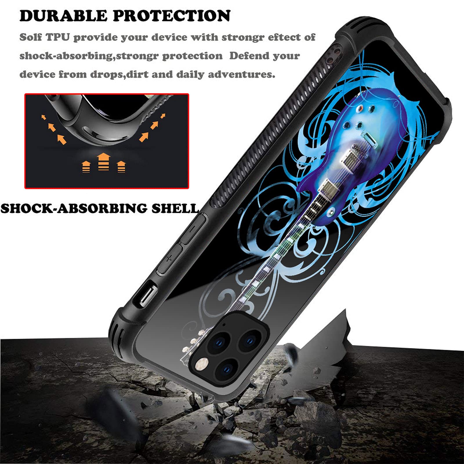 Shockproof Anti-Scratch Hard PC Case for iPhone 13 Mini - Blue Guitar Design | Stylish Protection for Everyday Use, Travel & Outdoor Activities