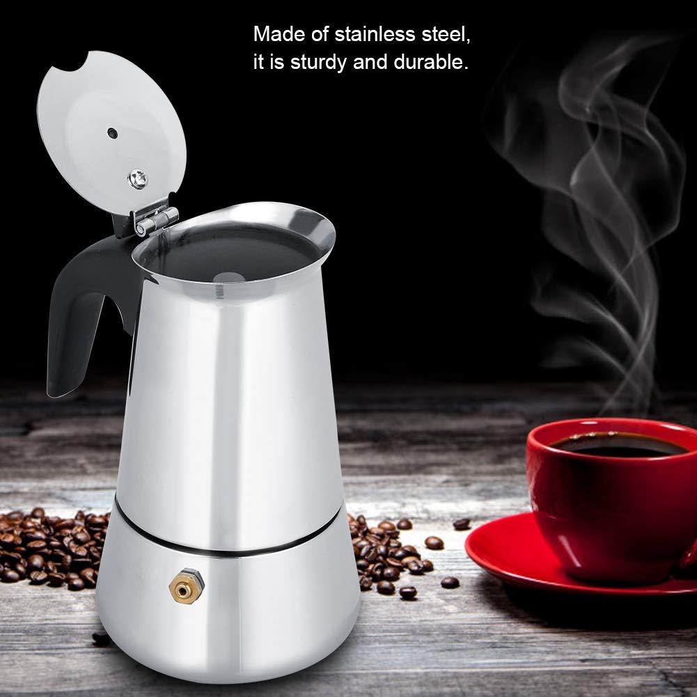 Stovetop Espresso Maker - 2/4/6/9 Cup Portable Stainless Steel Moka Pot | Italian Coffee Maker for Gas, Electric & Induction Stoves (300ml) | Perfect for Home, Office & Camping Coffee Brewing