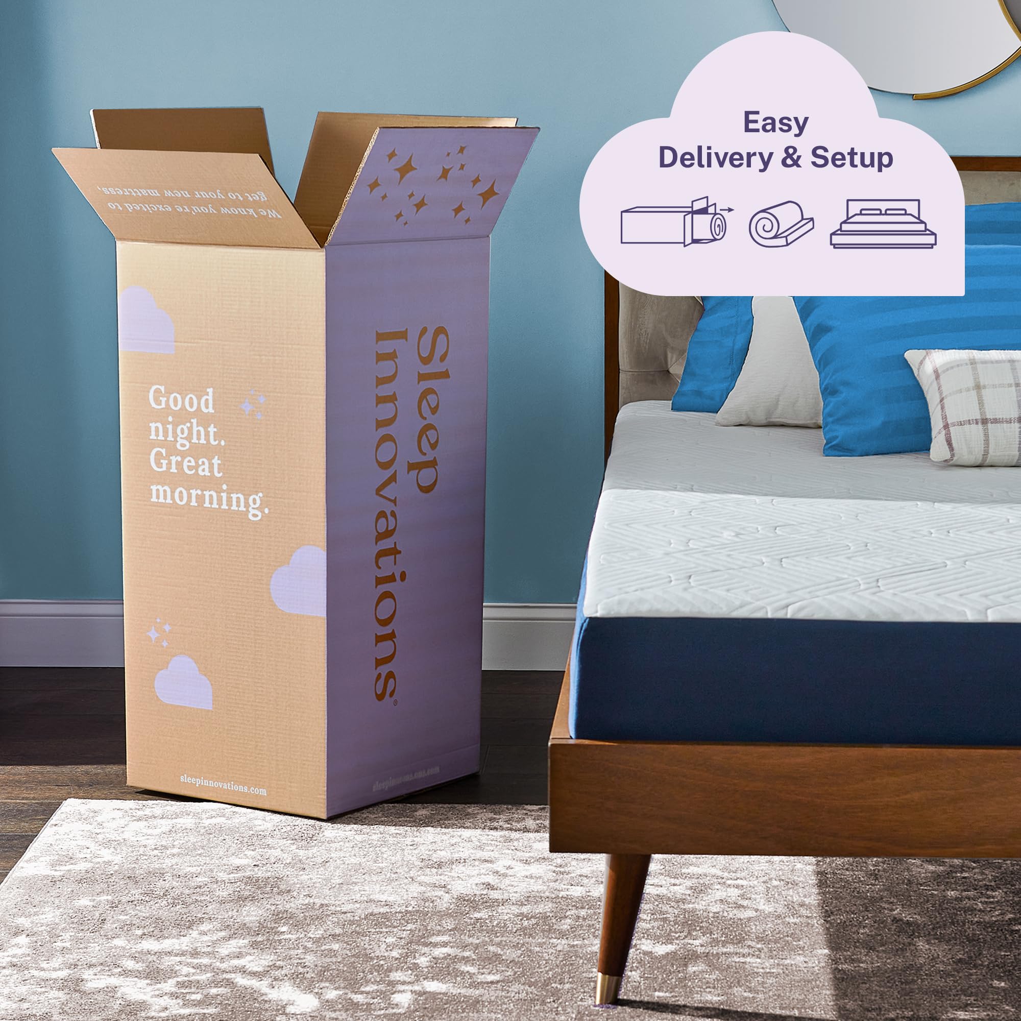 Sleep Innovations Marley Hybrid 10 Inch Cooling Gel Memory Foam & Innerspring Mattress - Cal King Size, Medium Firm Support, Bed in a Box for Cool & Comfortable Sleep - Perfect for Hot Sleepers & Back Pain Relief