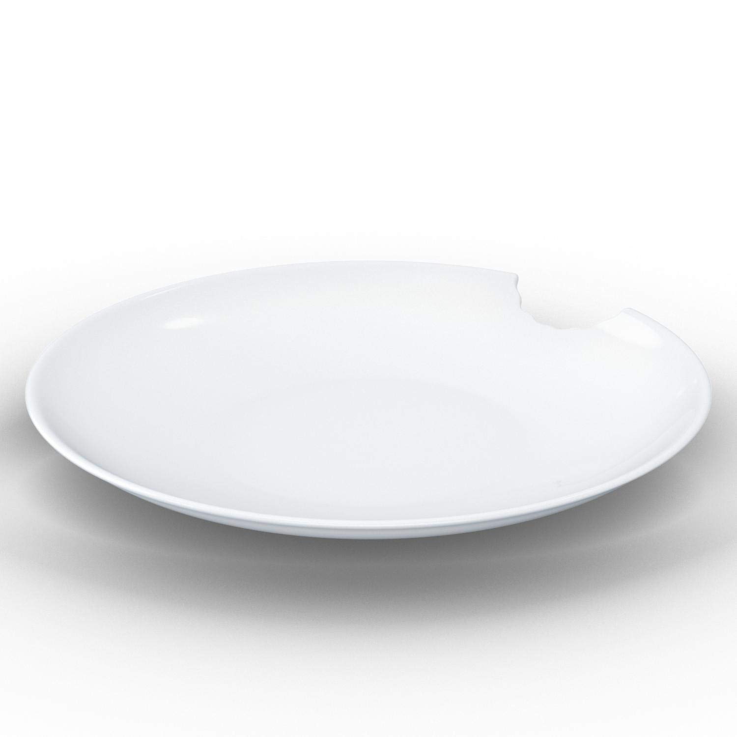 FIFTYEIGHT PRODUCTS Porcelain Deep Plates with Bite Mark Design - 9.4 Inch White Dinner Plates (Set of 2) - Elegant Tableware for Restaurants, Home Dining & Special Occasions