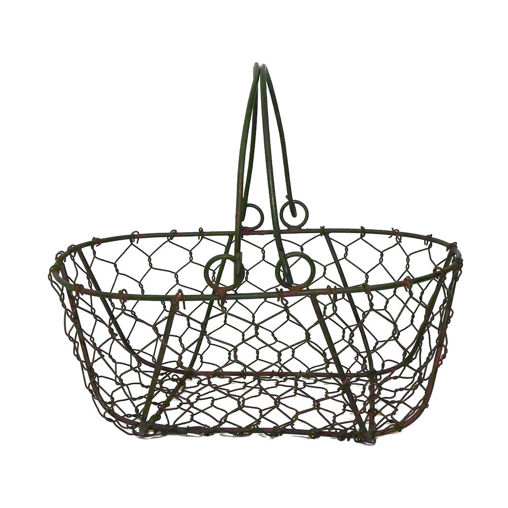 Colonial Tin Works Rustic Green/Rust Gathering Basket - Handwoven Storage Basket for Home Decor, Picnics, and Farmers Market Shopping