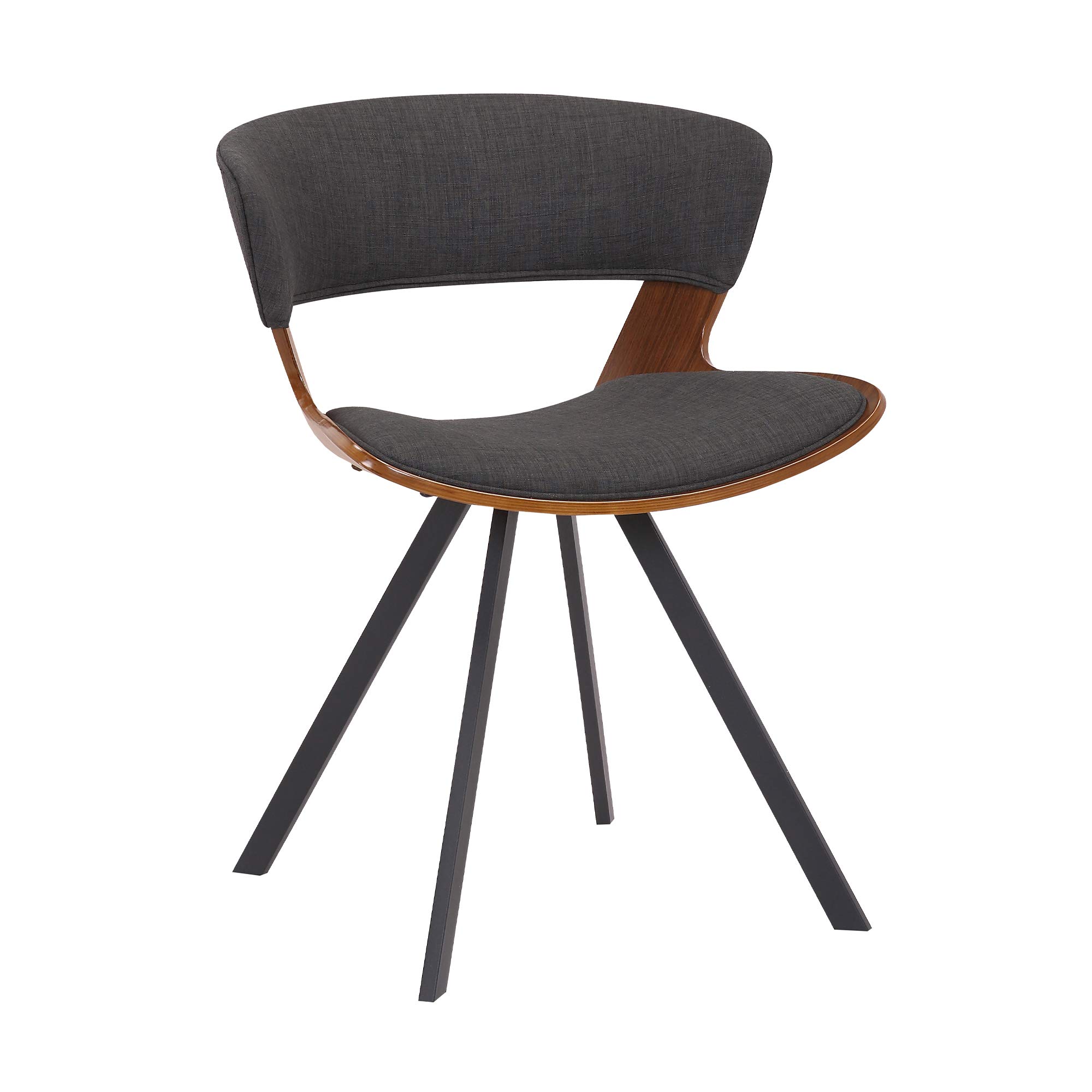 Benjara 18 Inch Curved Padded Dining Chair with Angled Legs - Brown & Black Upholstered Seat - Comfortable Modern Kitchen & Dining Room Furniture for Home Decor