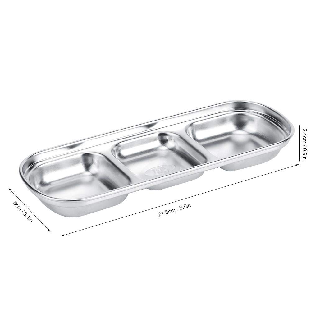 Ymiko 3-Grid Stainless Steel Dipping Bowls - Deep Condiment Serving Dishes for Sauce, Vinegar, Ketchup & BBQ | Perfect for Parties, Sushi, Dumplings & Hot Pot Dining