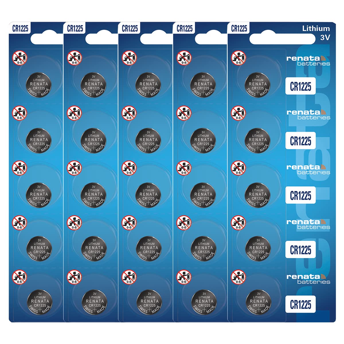 Renata CR1225 3V Lithium Coin Cell Batteries (20 Pack) - Long-Lasting Power for Watches, Calculators, Key Fobs & Small Electronics