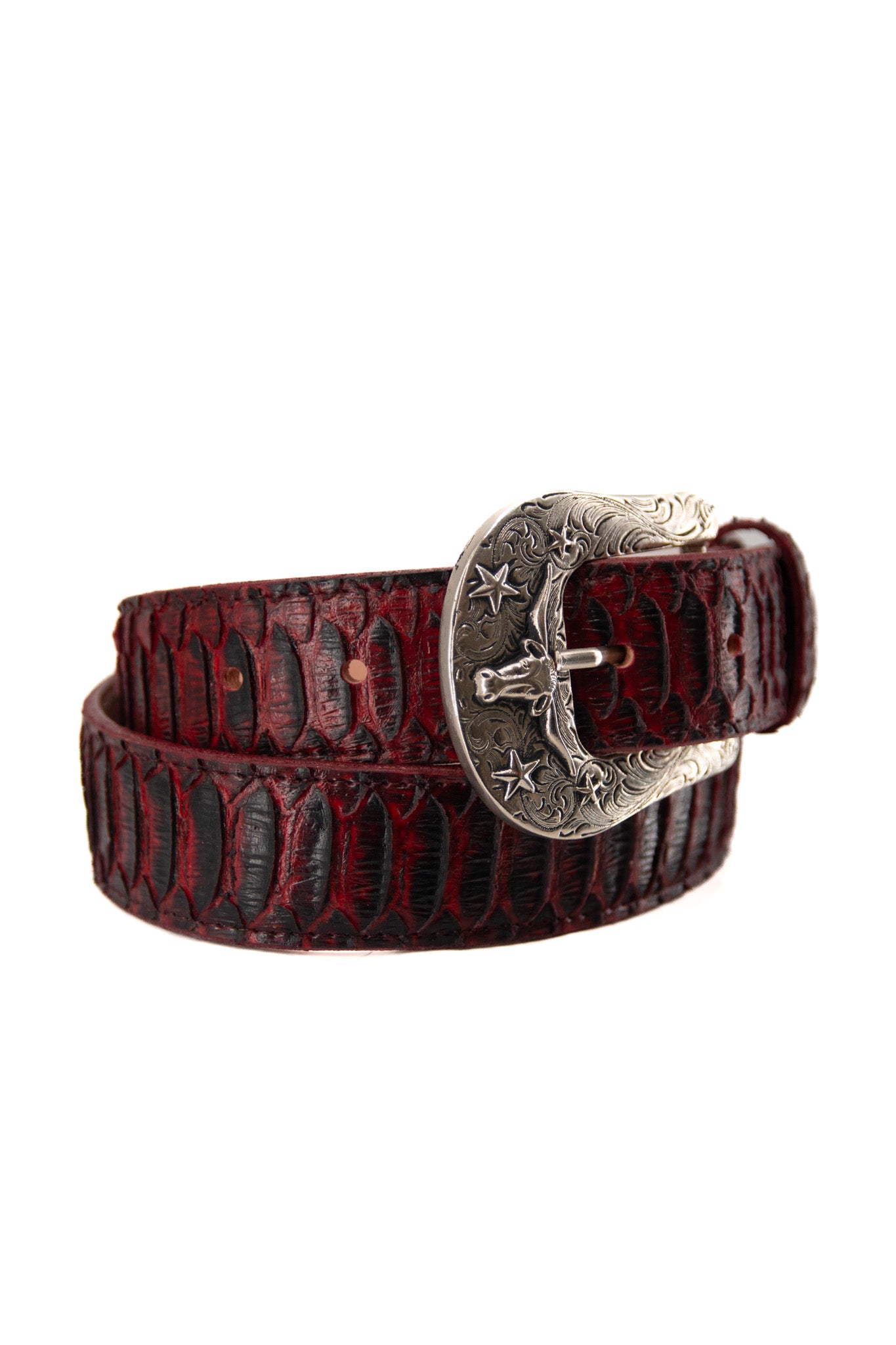 Python Longhorn X Buckle Cowboy Belt - Genuine Leather Western Belt for Men - Perfect for Rodeo, Country Music Festivals & Western Fashion Outfits