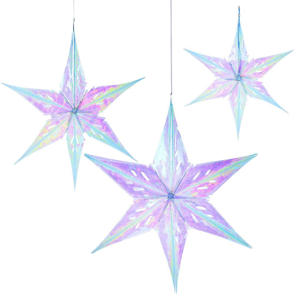 Unicorn Theme Kids Birthday Party Supplies Pack - Iridescent Star Decorations (3ct) | ToyPlaya Compatible | Perfect for Unicorn Themed Parties, Baby Showers & Birthday Decorations