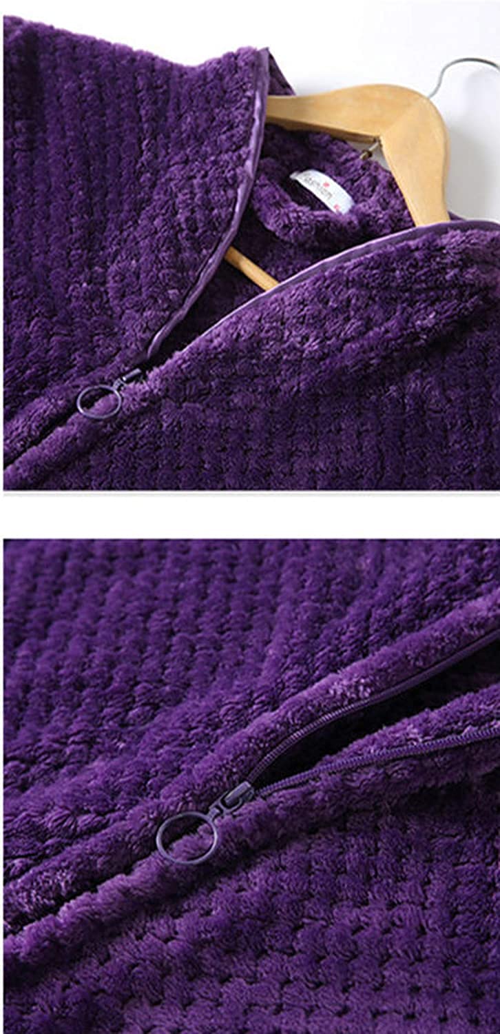 Women's Zip Fleece Waffle Pajama Set - Long Sleeve Fluffy Toweling Bathrobe & Sleepwear for Lounge, Spa Days & Cozy Evenings at Home