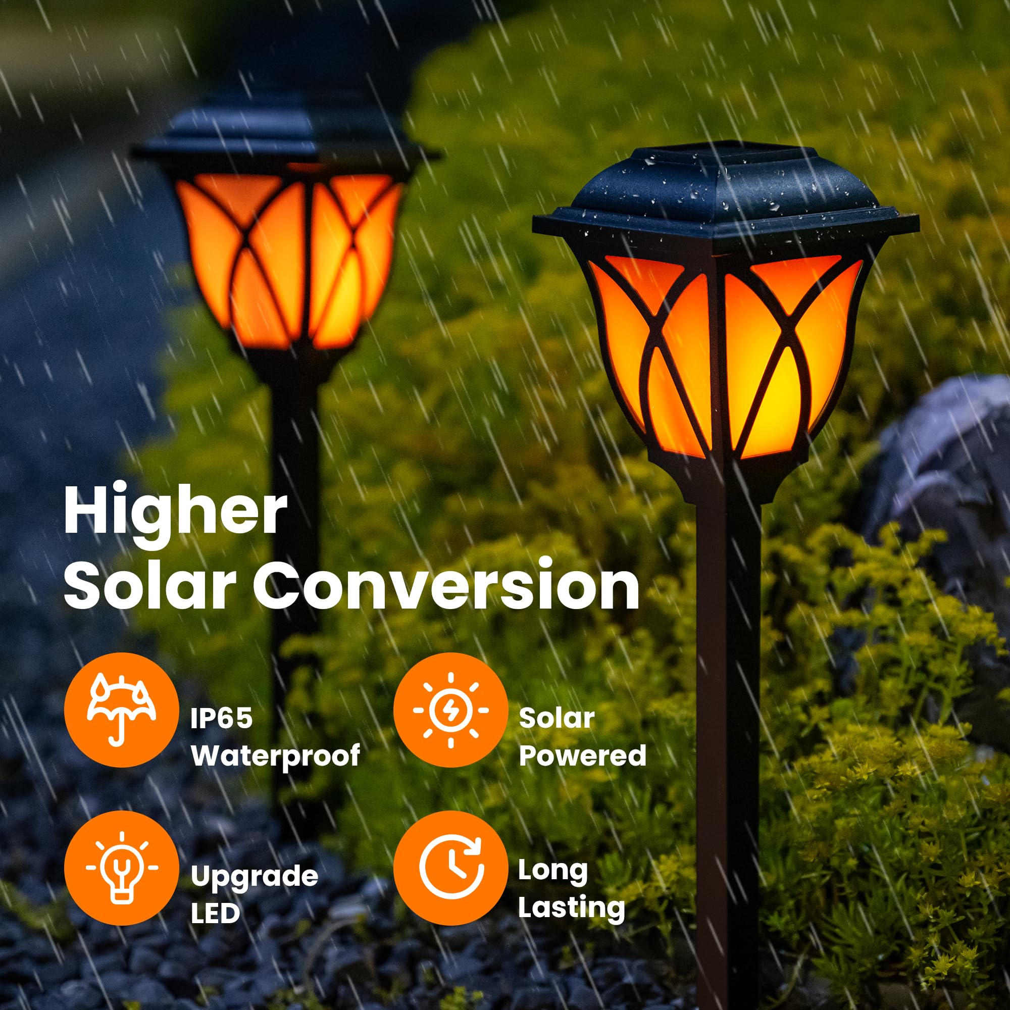 8 Pack Solar Torch Lights Outdoor Waterproof - Flickering Flame LED Solar Lights for Garden, Yard, Patio, Pathway - Perfect for Porch Decor, Camping, Balcony & Landscape Lighting at Night