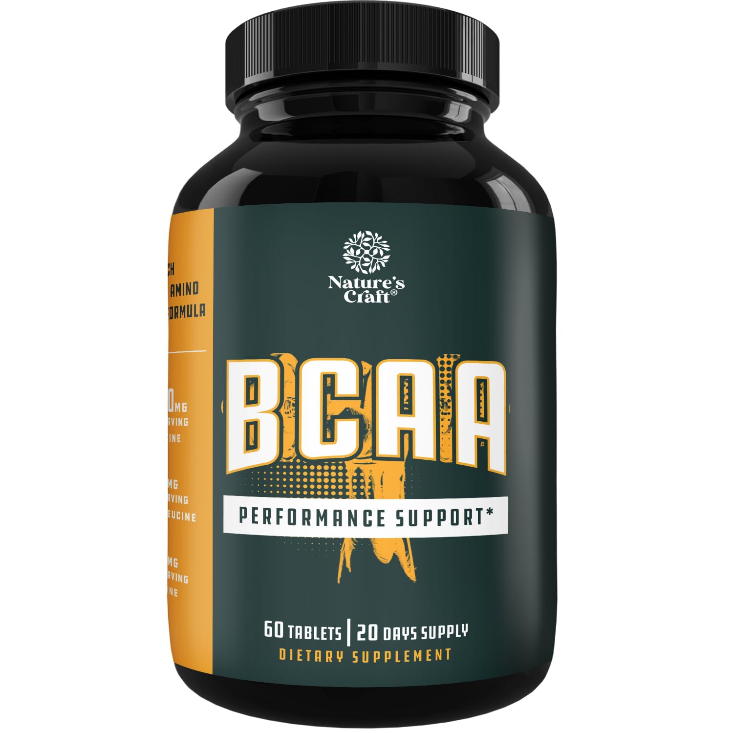 Vegan BCAA Supplement Tablets for Men & Women - Post Workout Muscle Recovery & Growth Support - Branched Chain Amino Acids (60 Count) - Ideal for Gym Training, Weightlifting & Fitness Enthusiasts