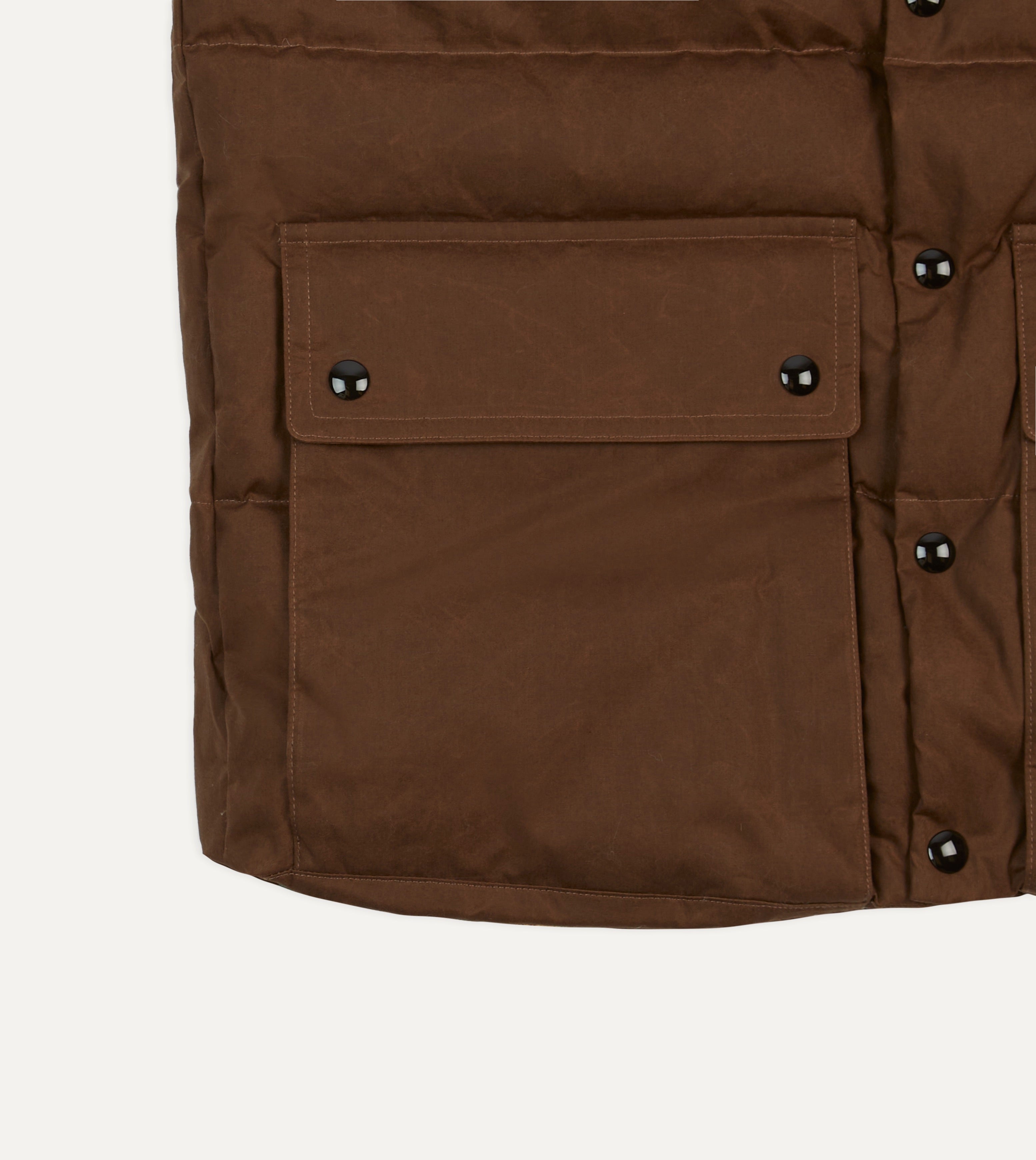 Men's Brown Waxed Cotton Down Vest - Lightweight Warm Puffer Jacket for Outdoor Hiking, Camping & Winter Fashion