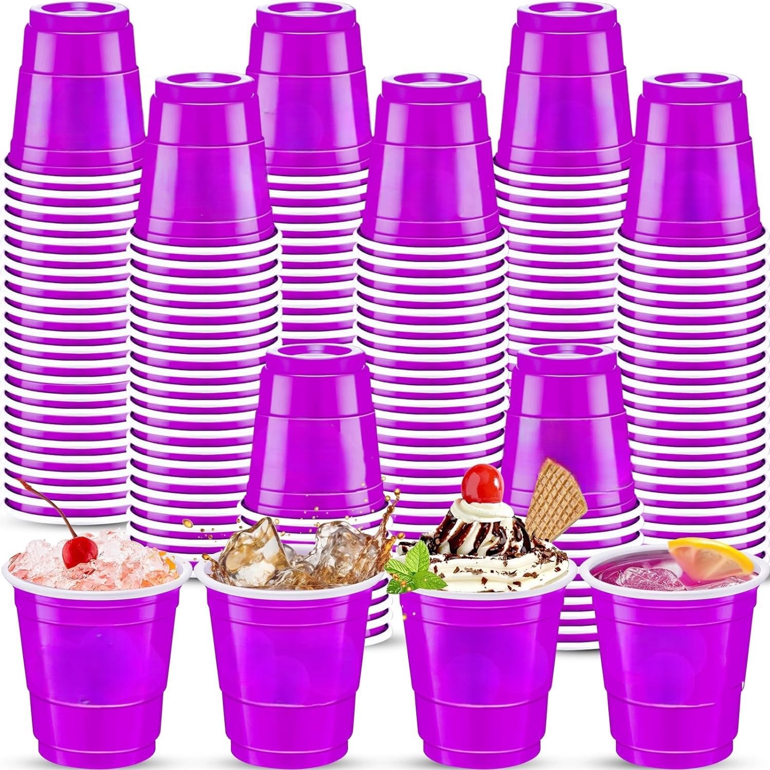 Purple Plastic Shot Glasses 2oz (500pcs) - Disposable for Drinks, Jello & Snacks