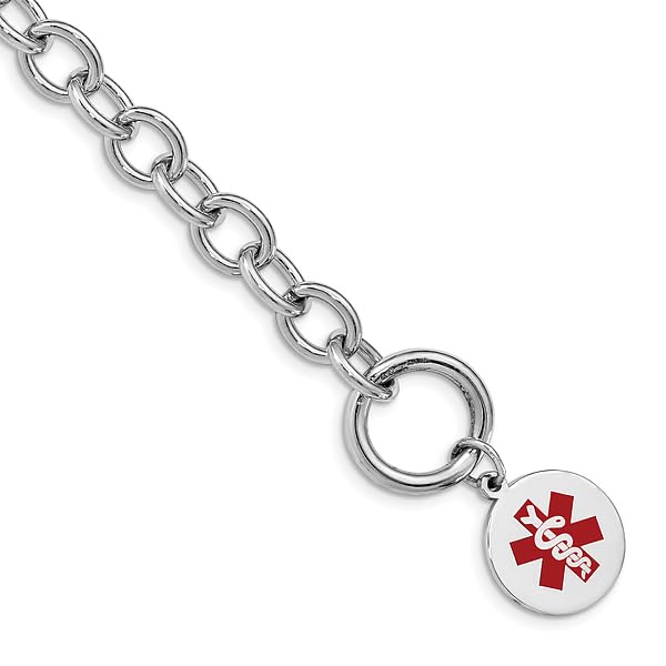 Personalized 925 Sterling Silver Medical Alert ID Bracelet - Engraveable Disc Name Bar for Emergency Identification & Safety (Ideal for Seniors, Allergies, and Medical Conditions)