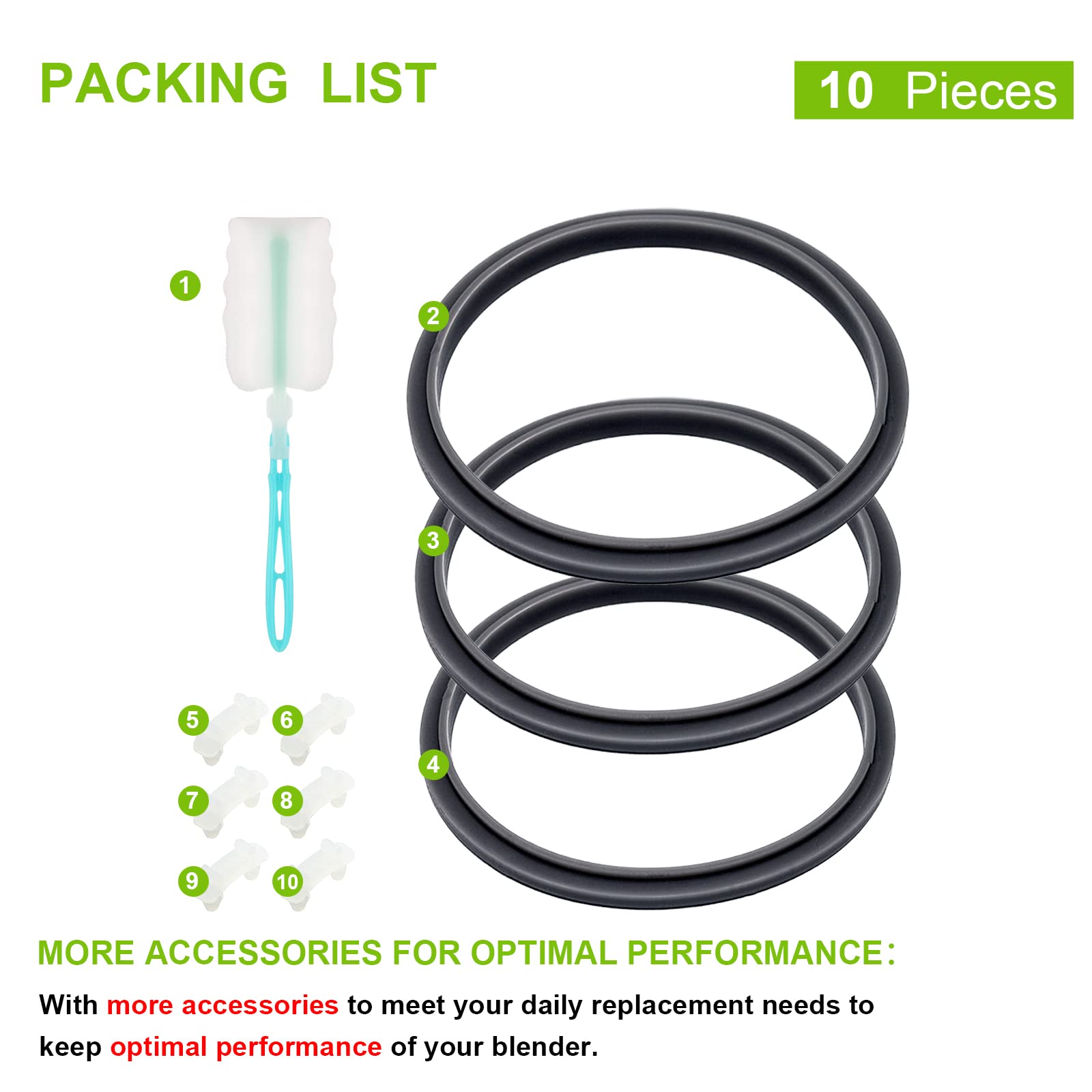 Nutribullet Blender Gasket Replacement Kit - 10 Pack Rubber O-Ring Seals & Shock Pads for 900W/600W Series - Compatible with Nutribullet Blades - Perfect for Smoothies, Juicing & Food Processing