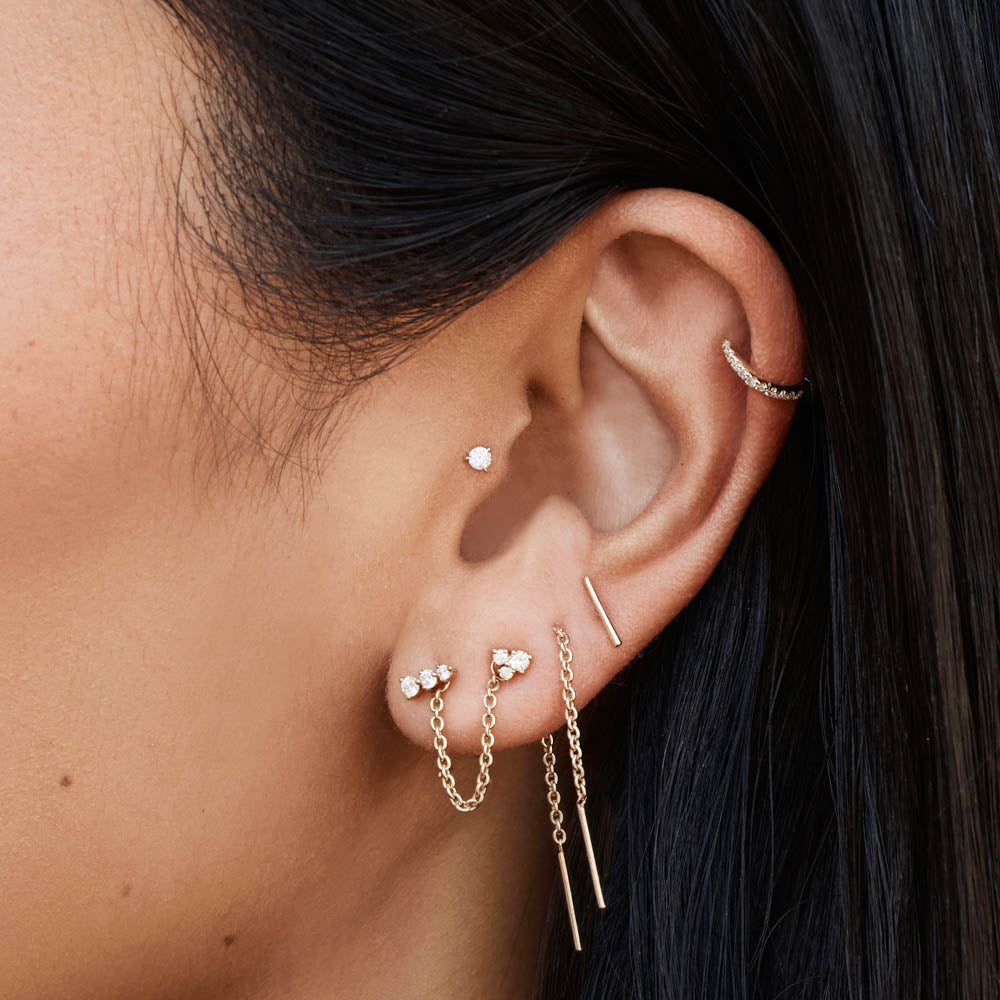 10k Gold Micro Diamond Helix Single Stud Earrings - Dainty Cartilage Piercing Jewelry for Everyday Wear & Special Occasions