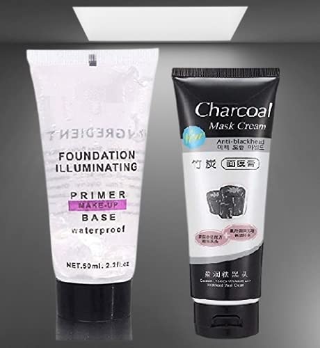 SHENY Face Makeup Kit - 1 Primer & 1 Charcoal Mask for Flawless Skin | Perfect for Daily Makeup & Spa Nights
