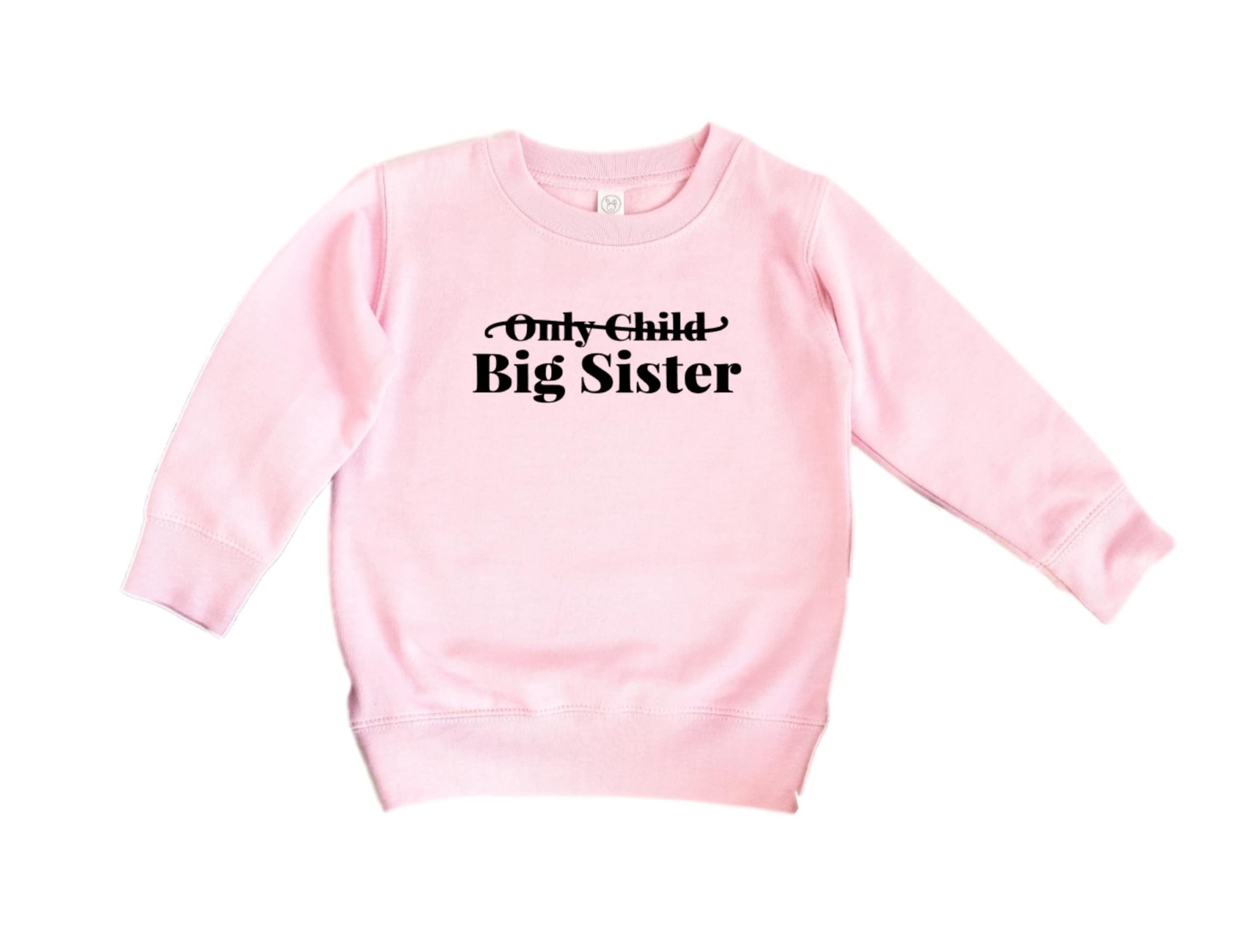 Big Sister Announcement Sweatshirt - Cute Pregnancy Reveal Pullover for Girls (2T, Pink with Black Print) - Perfect for Gender Reveal Parties & Sibling Gift