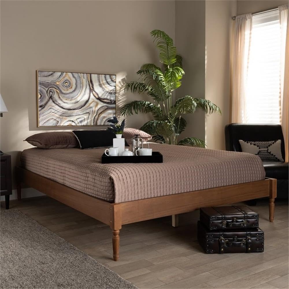 Allora Mid-Century Modern Wood Platform Queen Bed - Solid Ash & Walnut Frame - Stylish Bedroom Furniture for Contemporary Homes