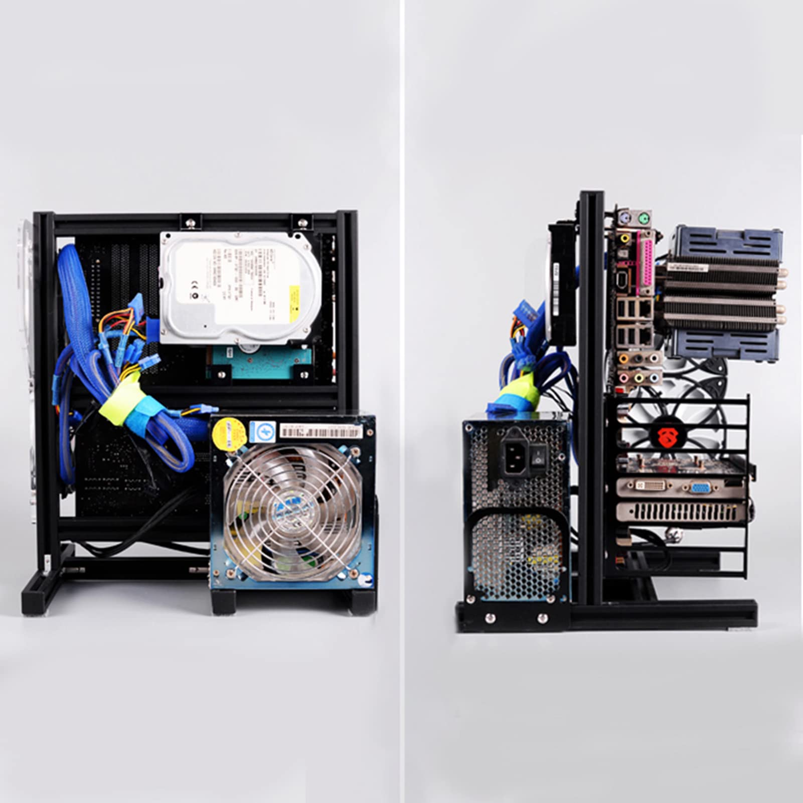 Beufee ATX/M-ATX/ITX Open Air Aluminum PC Computer Case - Vertical Overclocking Test Bench Chassis for Gaming & Workstation Builds (Black) | Perfect for Extreme Cooling, Hardware Testing & Showcase Setups