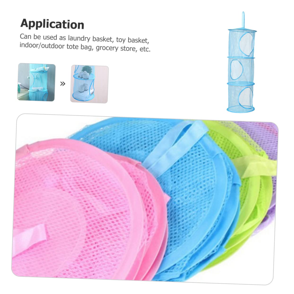 Alipis 3-Tier Collapsible Mesh Laundry Basket - Foldable Hanging Hamper Organizer with Breathable Mesh Bags for Clothes, Towels & Toys - Space Saving Storage Solution for Bedroom, Bathroom & Dorm Room