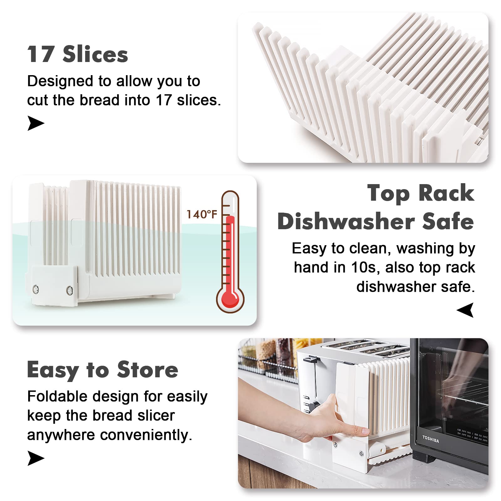 Stainless Steel Bread Slicer for Homemade Bread, Loaf & Bagels | Foldable & Compact Bread Cutting Guide | BPA-Free, Easy to Clean | Perfect for Kitchen, Camping & Picnics
