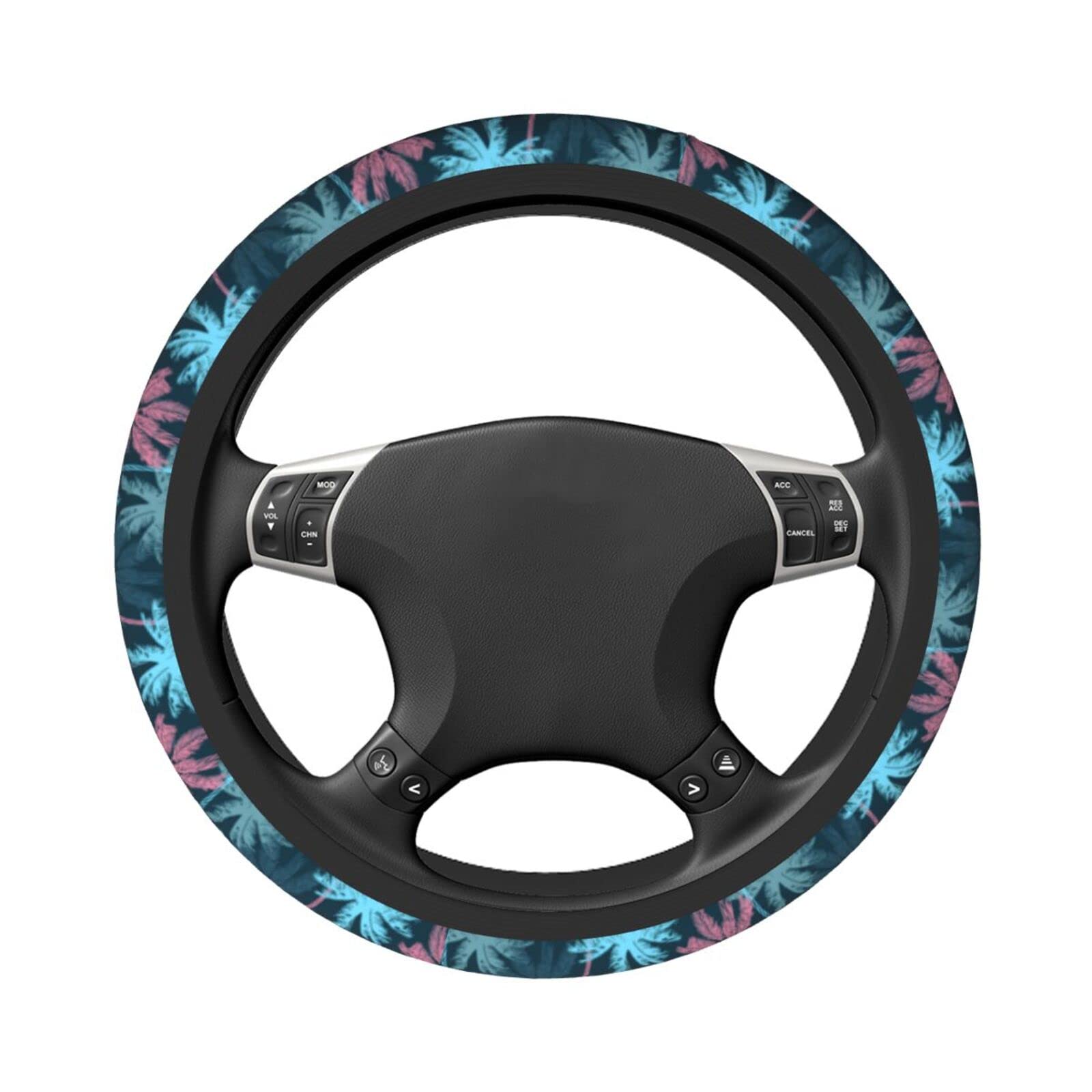 Hawaiian Palm Tree Steering Wheel Cover - Universal 15 Inch Neoprene Car Wheel Protector with Tropical Print - Cute Car Accessories for Summer & Beach Trips - Perfect for Hawaiian-Themed Cars, Beach Lovers & Tropical Decor