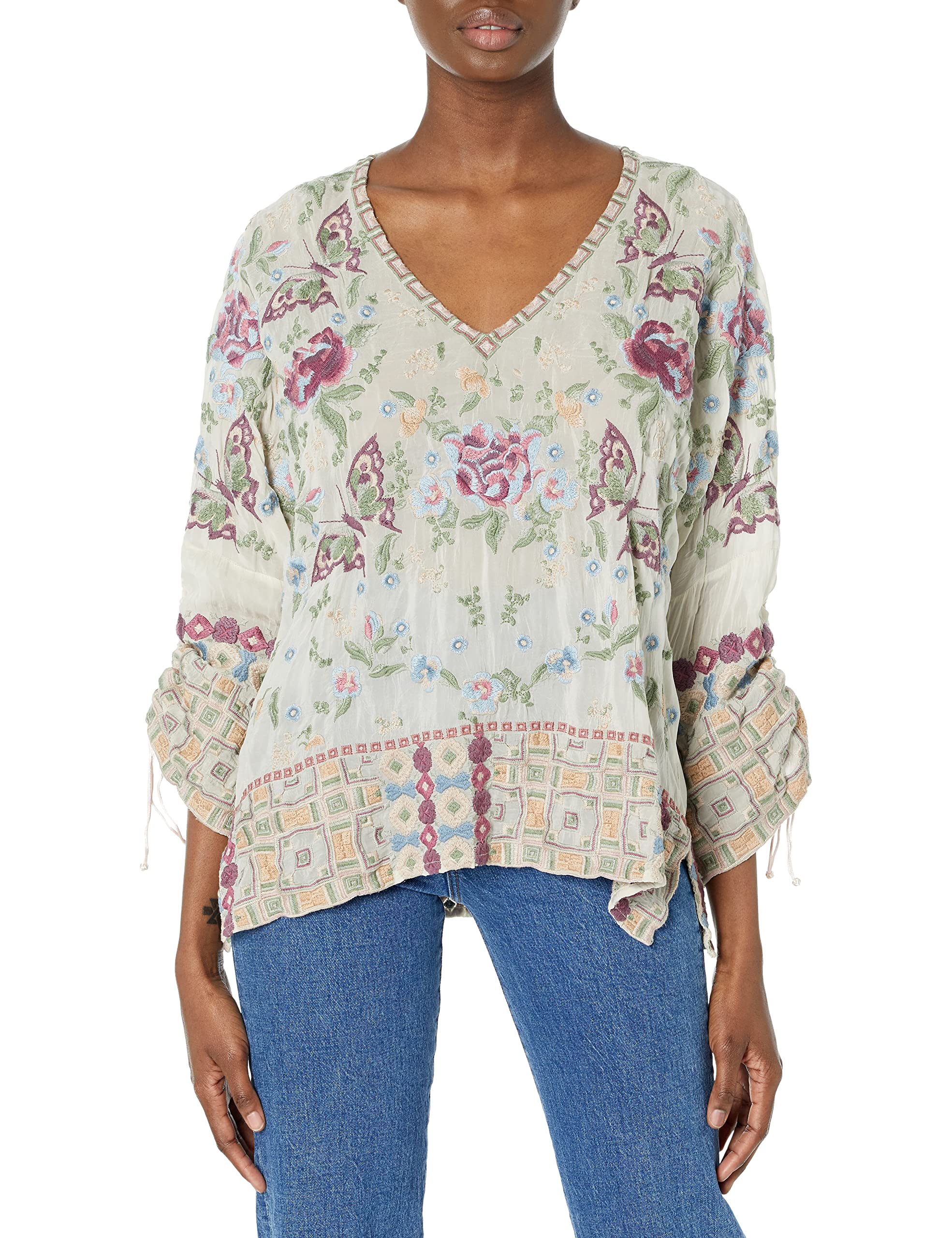 Johnny Was Women's Long Sleeve Blouse | Boho Floral Print Tunic Top | Casual & Dressy Shirt for Work, Date Night & Special Occasions