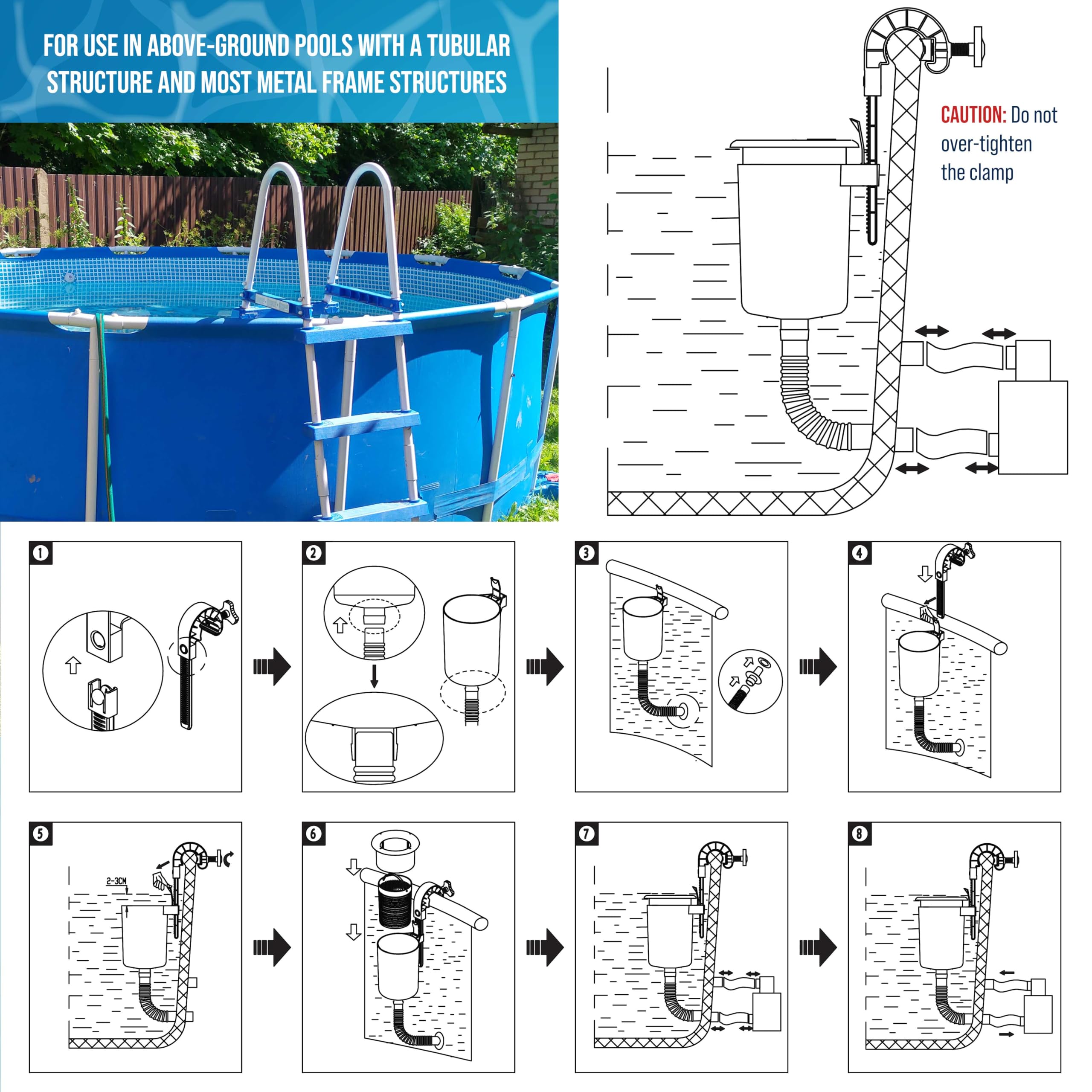 U.S. Pool Supply Pool Skimmer - Above Ground Floating Surface Skimmer with Debris Basket | Wall Mount for Inflatable, Tubular & Metal Frame Pools | Perfect for Backyard, Vacation Homes & Community Pools