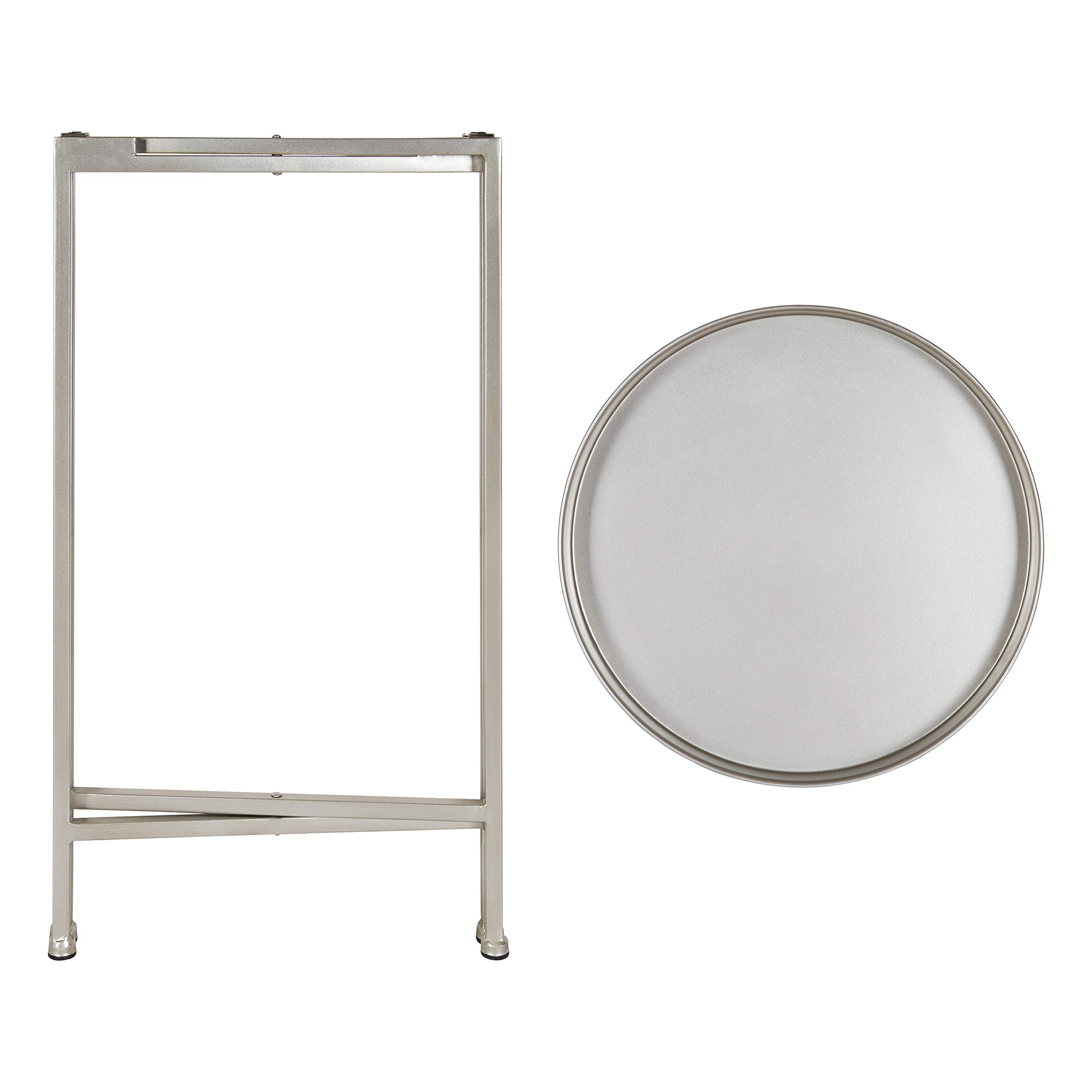 Kate and Laurel Celia Round Metal Foldable Side Table with Tray Top - 14
