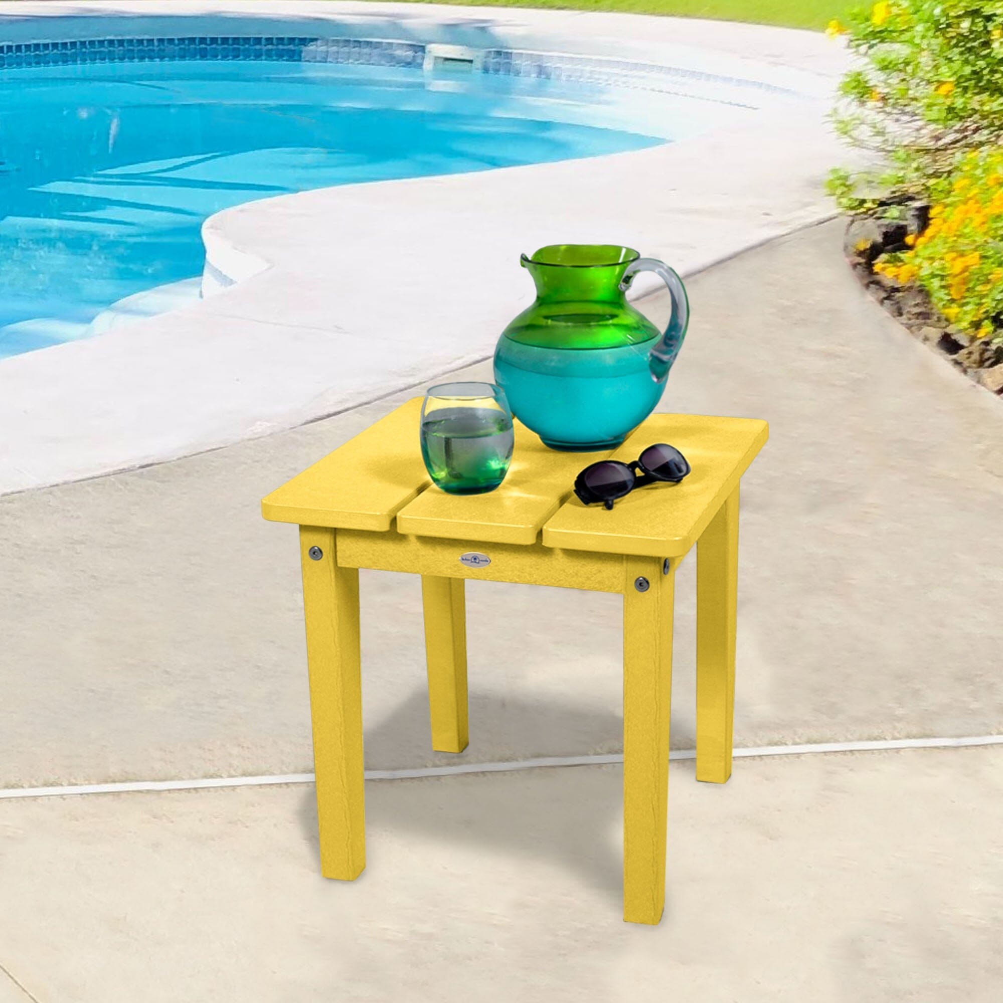 Adirondack Side Table - Outdoor Patio Furniture with Cup Holder, Weather-Resistant Wooden End Table for Garden, Deck, Poolside & Porch Use