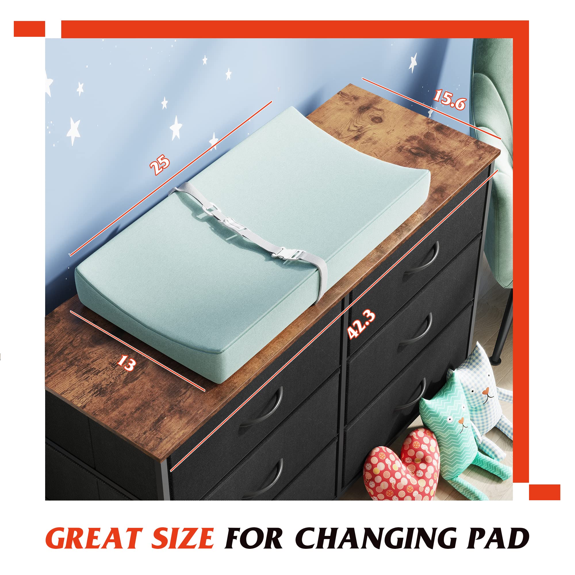 WLIVE 6-Drawer Dresser TV Stand for 50