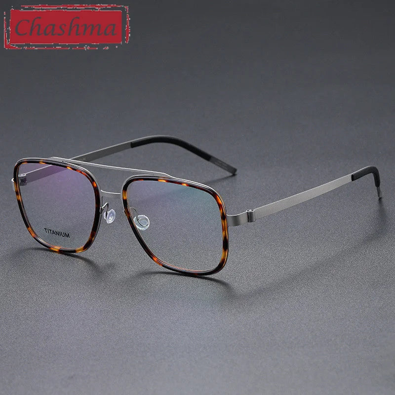 Unisex Titanium Square Full Rim Double Bridge Eyeglasses 49911 – Lightweight & Durable for Reading, Work, and Everyday Use