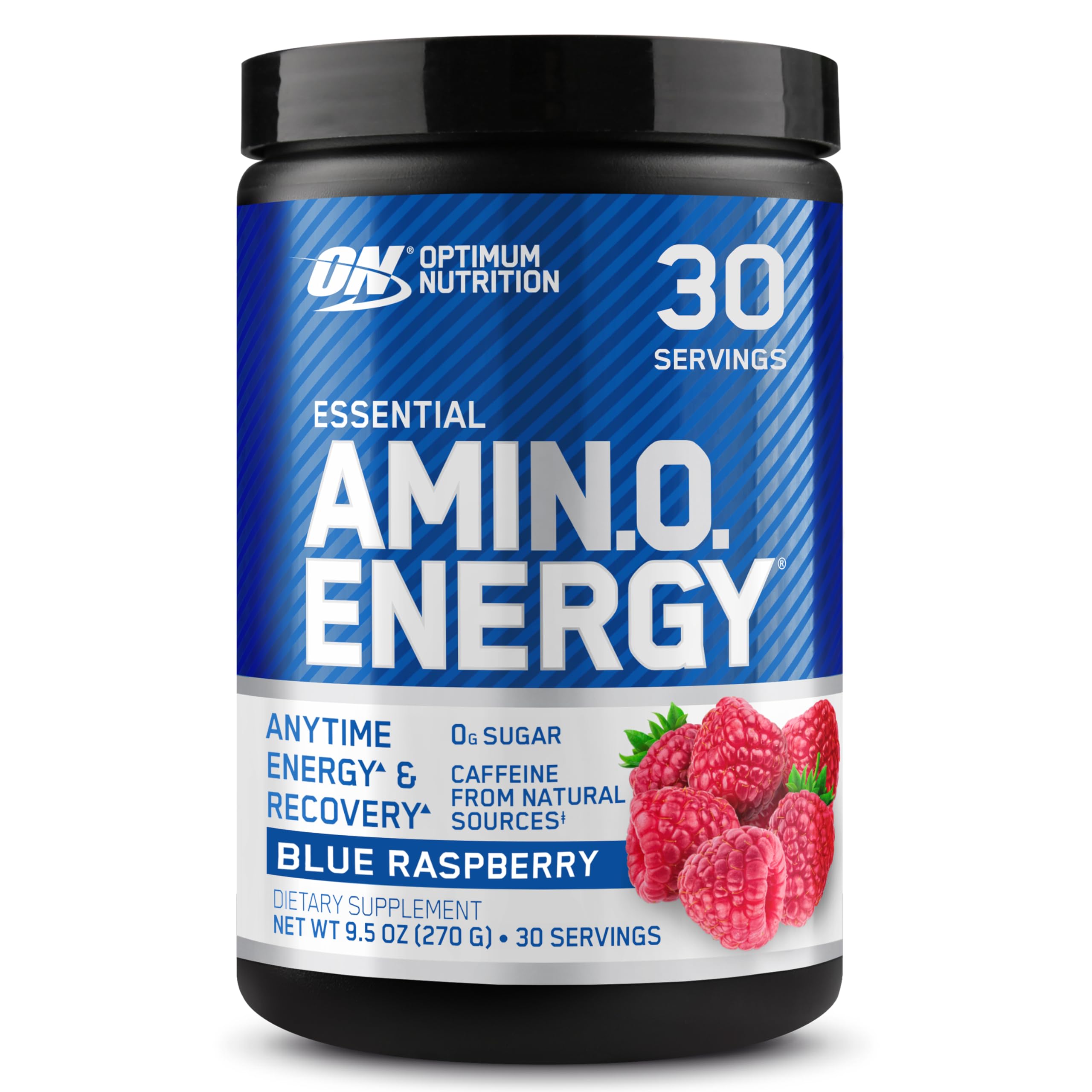 Optimum Nutrition Amino Energy Pre Workout Powder - Green Tea & BCAA Amino Acids Supplement, Keto Friendly with Green Coffee Extract, Blue Raspberry Flavor (30 Servings) - Boost Energy for Workouts, Gym & Fitness Training