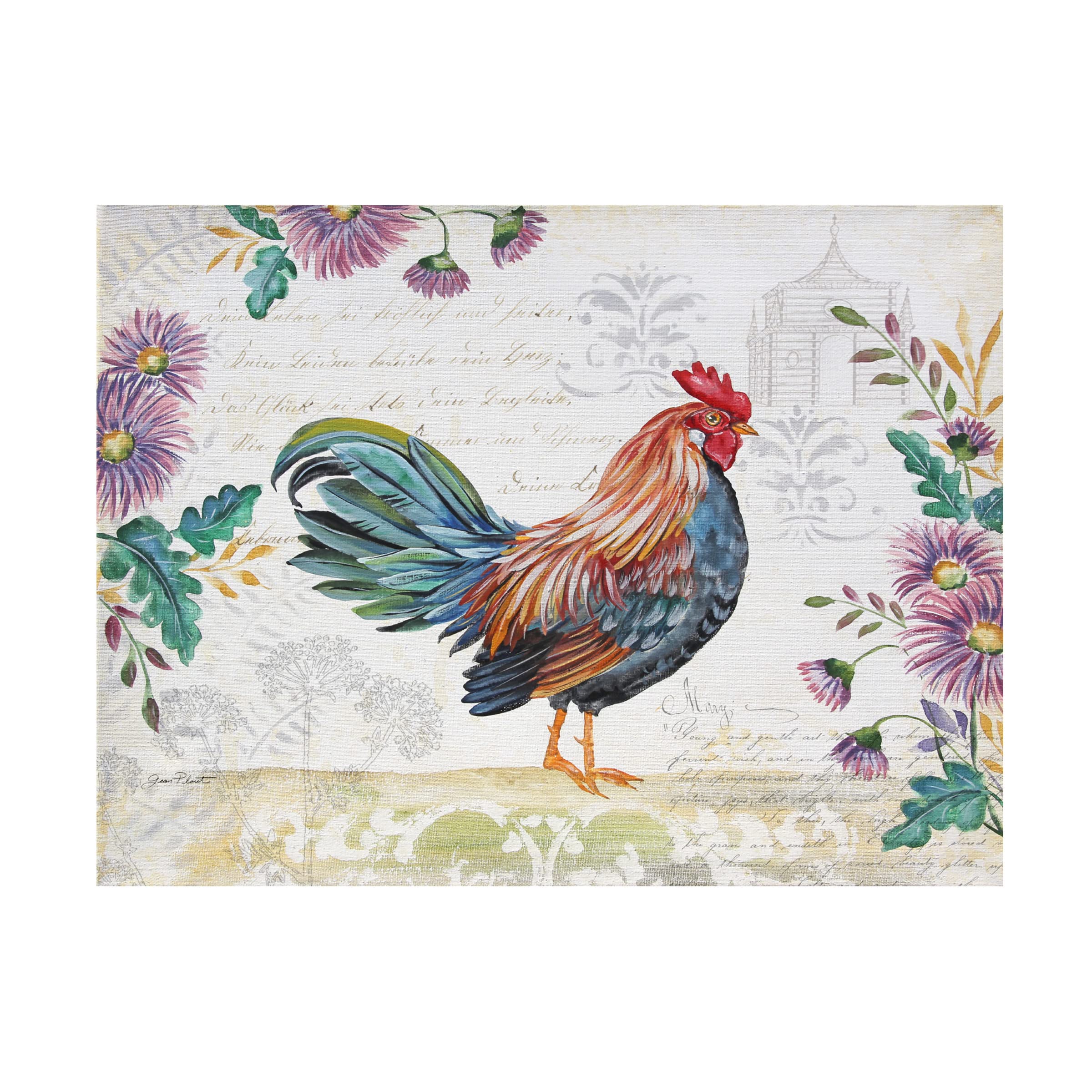 Jean Plout Seasonal Rooster 5 Canvas Art Print - 35x47 Inch Farmhouse Wall Decor - Perfect for Living Room, Kitchen & Country Style Home