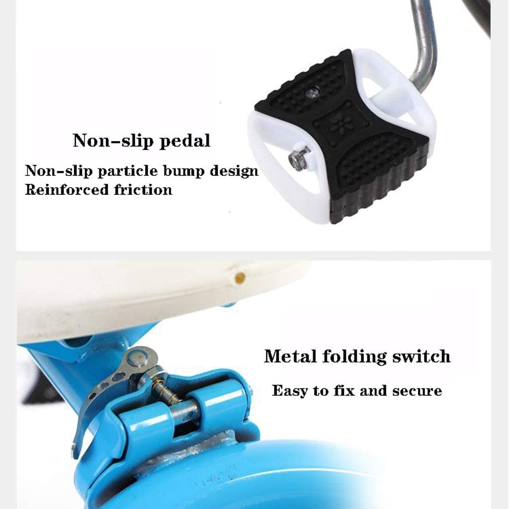 DEKD Adjustable Toddler Tricycle for Kids - Rotatable Design with Convertible Rear Wheels & Removable Pedals, Blue - Perfect for Outdoor Play, Park Rides & Learning to Cycle