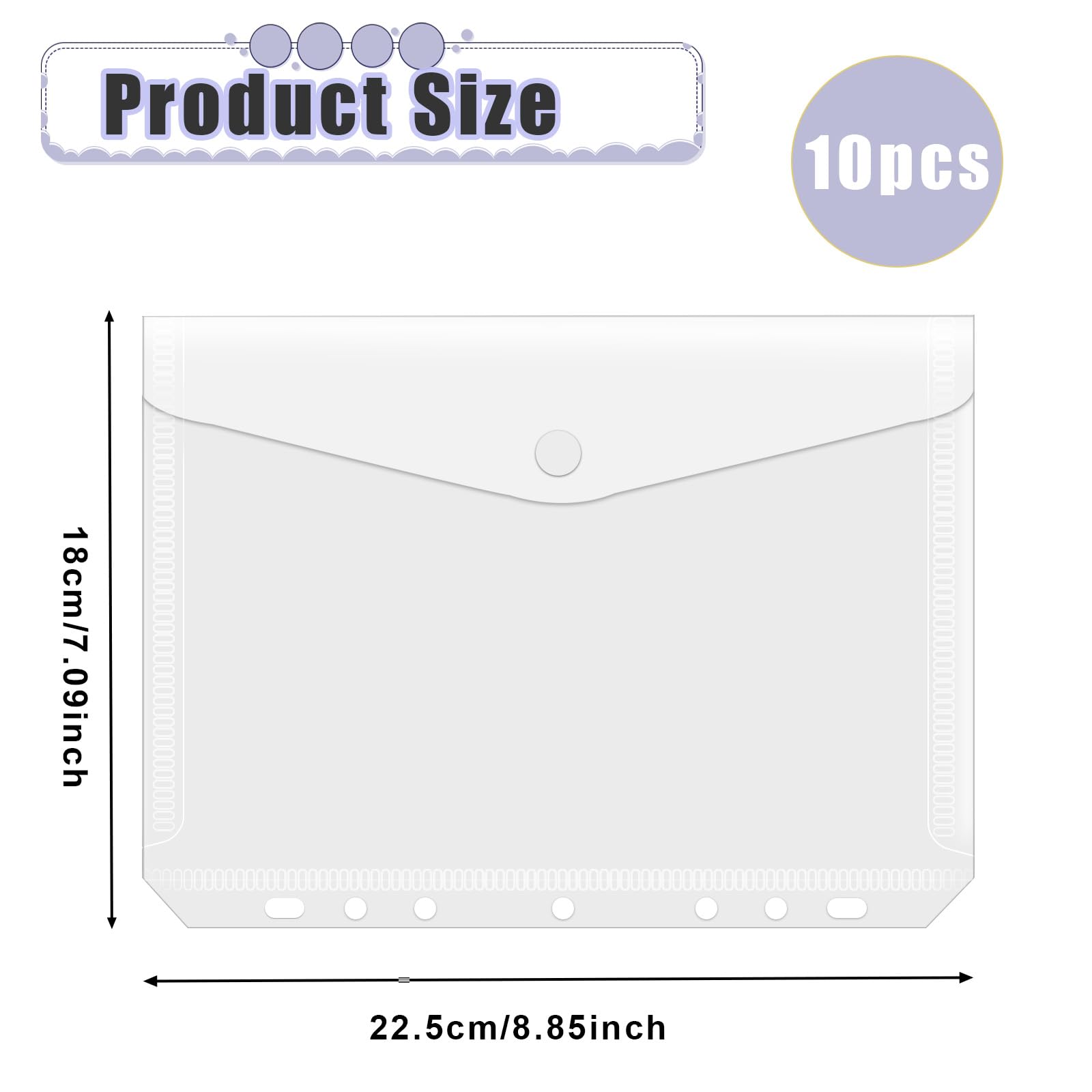 10 Pcs A5 Binder Pockets 5.5 x 8.5 Inches - 7-Hole Mini Binder Folders with Dividers, Clear Plastic Envelopes for School, Office & Document Organization