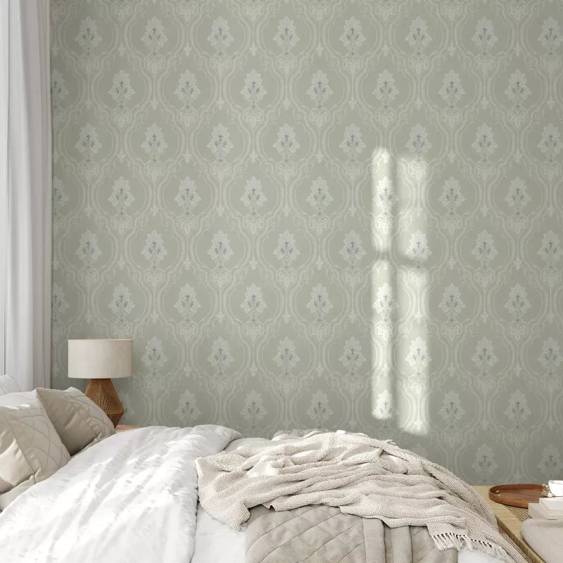 Lim & Handtryck Wallpaper - Elk White/Green | Premium Scandinavian Design for Living Room & Bedroom Decor