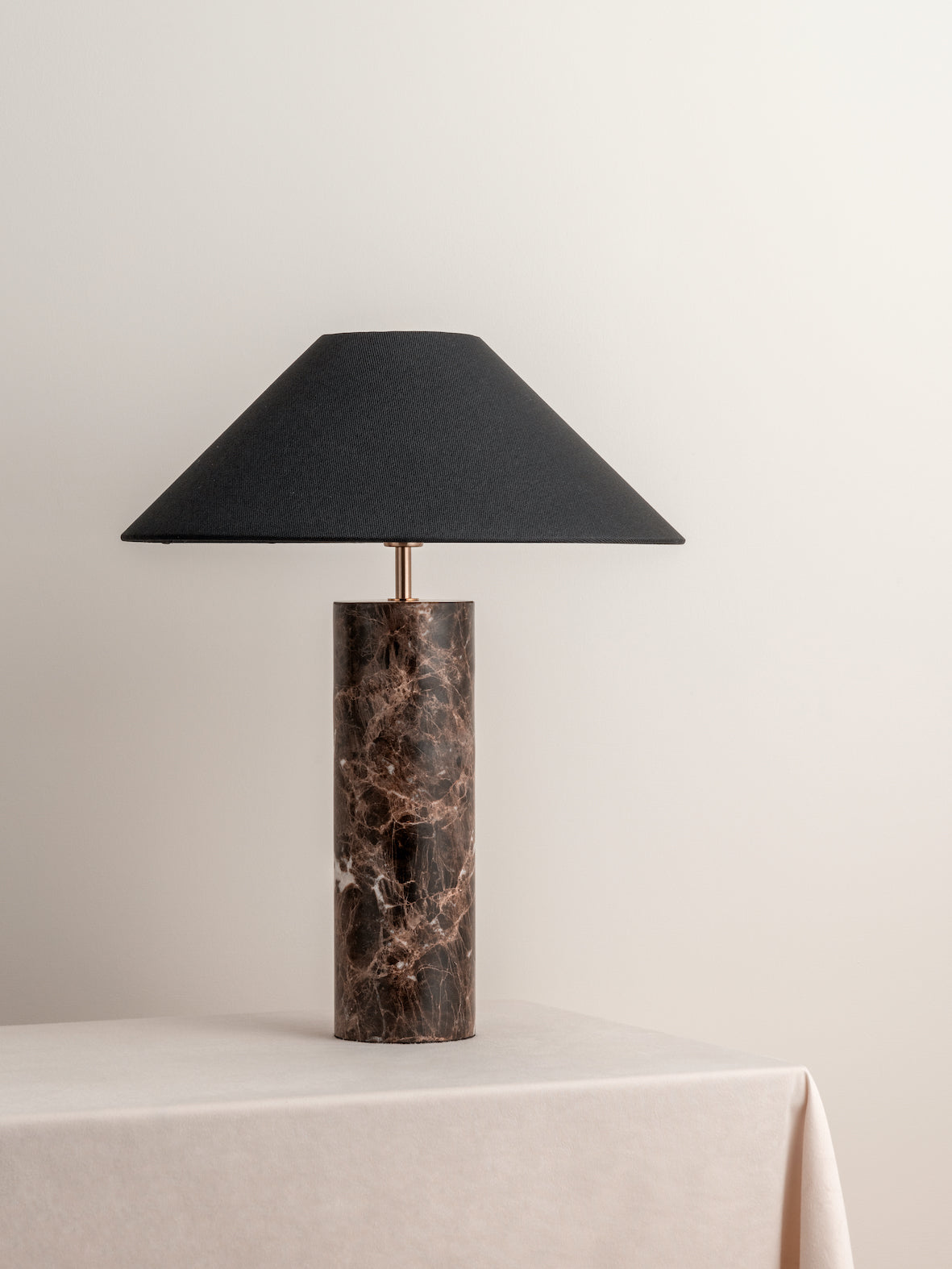 Morola Large Brown Marble Cylinder Table Lamp - Modern Home Decor for Living Room, Bedroom & Office Lighting