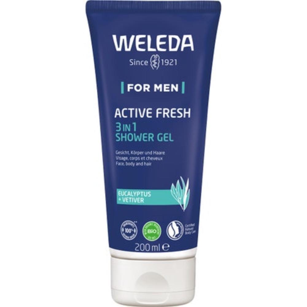 Active Fresh 3-in-1 Men's Shower Gel (200ml) - Body Wash, Shampoo & Conditioner for Daily Use at Gym, Travel or Home