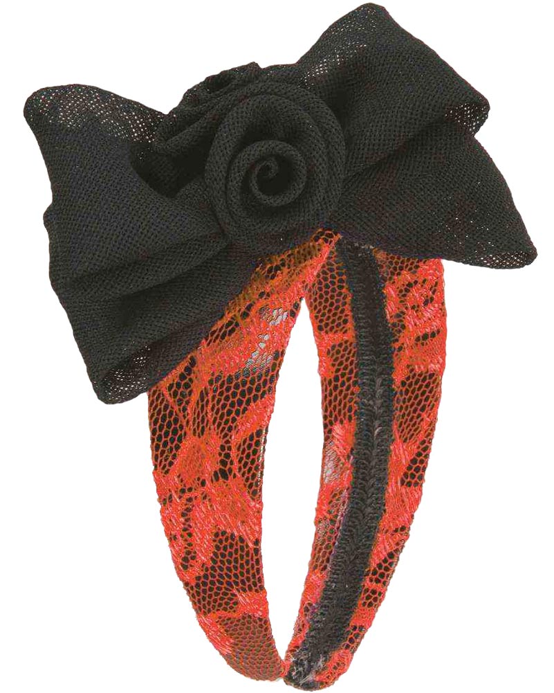 80s Neon Orange Lace Headband - Retro Hair Accessory for Women, Girls - Perfect for 80s Theme Parties, Halloween, Cosplay & Everyday Fashion