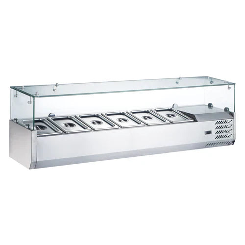 Coldline CTP60SG 60-Inch Refrigerated Salad Bar with 6 Pans & Glass Top Cover - Commercial Countertop Display for Restaurants, Delis & Buffets