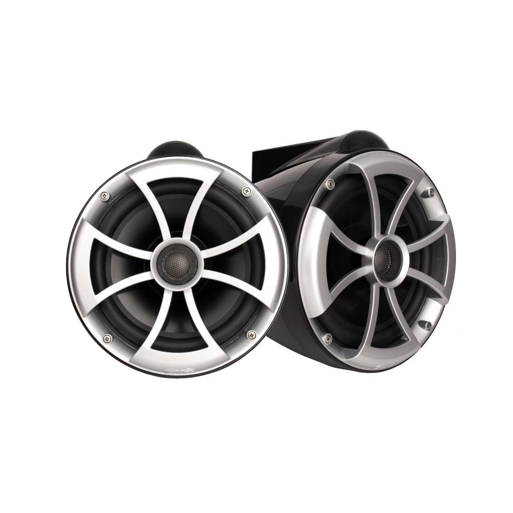 Wet Sounds ICON8B-SBM 8 Inch Black Swivel Tower Marine Speakers with Nautique G Tower Adapters - Perfect for Boat, Wakeboard Tower, and Water Sports Audio System