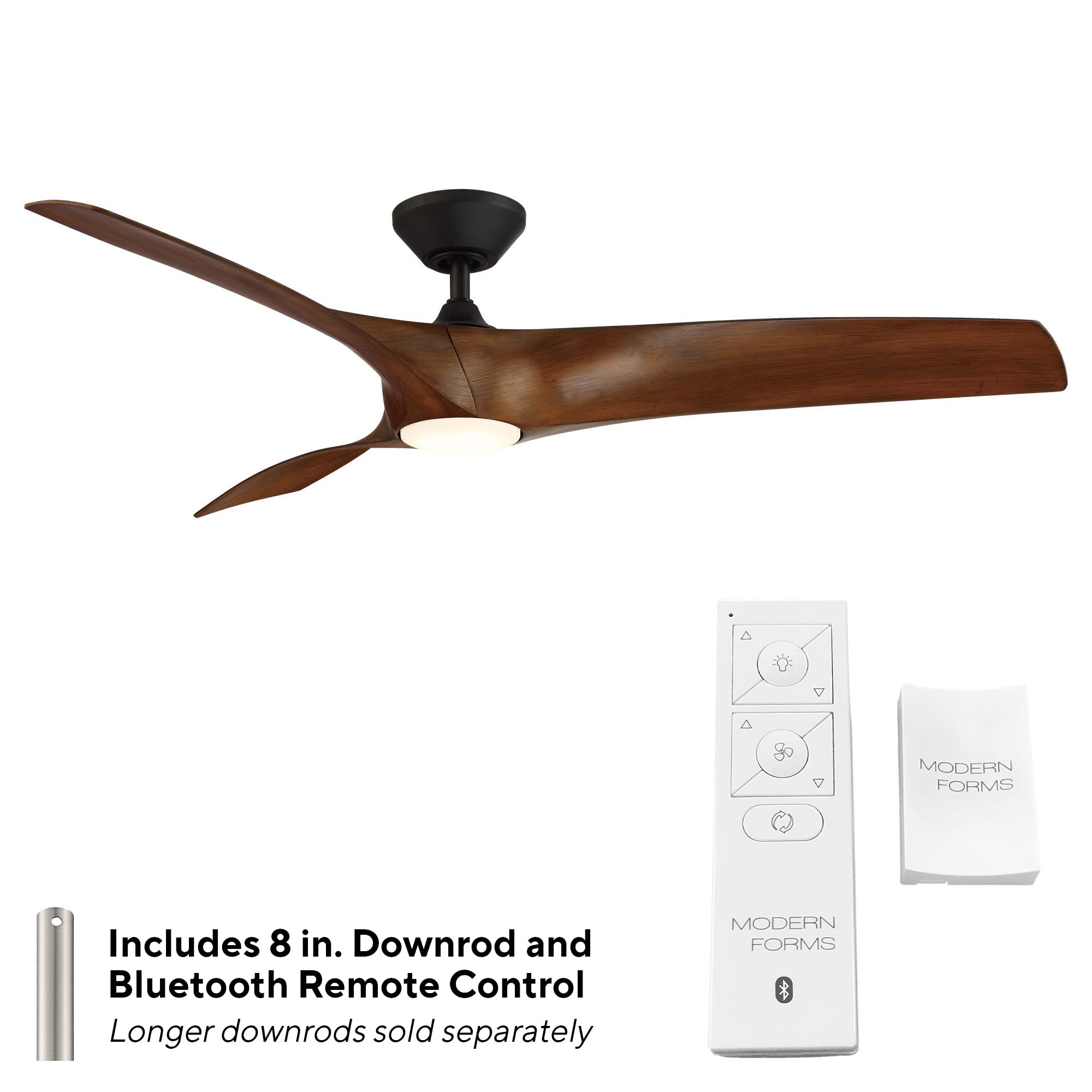 Zephyr Smart 62in 3-Blade Ceiling Fan with Adjustable CCT LED Light & Remote Control - Matte Black Distressed Koa, Works with Alexa, iOS, Android App - Perfect for Living Rooms, Bedrooms, and Outdoor Spaces