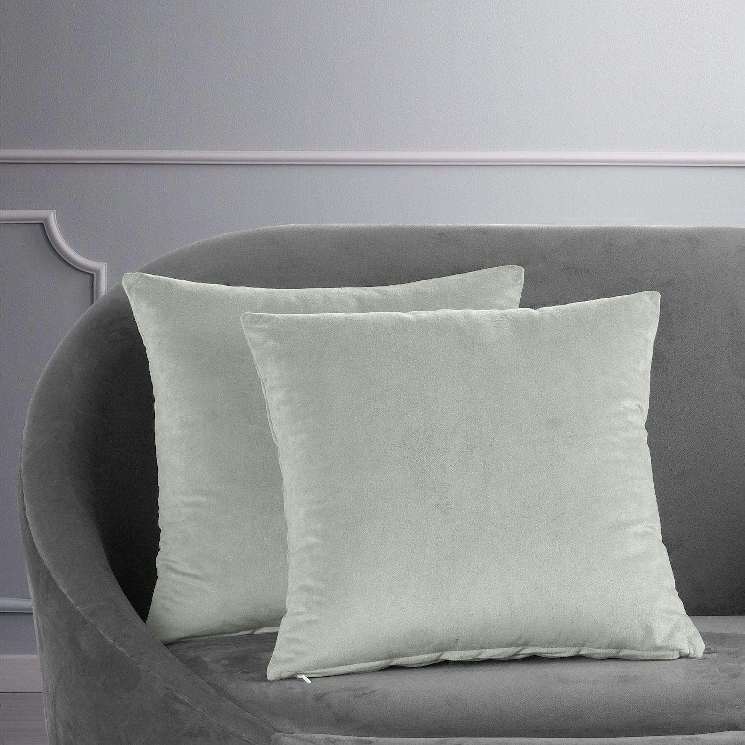 Premium Reflection Grey Signature Velvet Cushion Covers (Set of 2) - Soft Luxury Pillow Cases for Sofa, Bed & Home Decor - Perfect for Living Room, Bedroom & Cozy Spaces