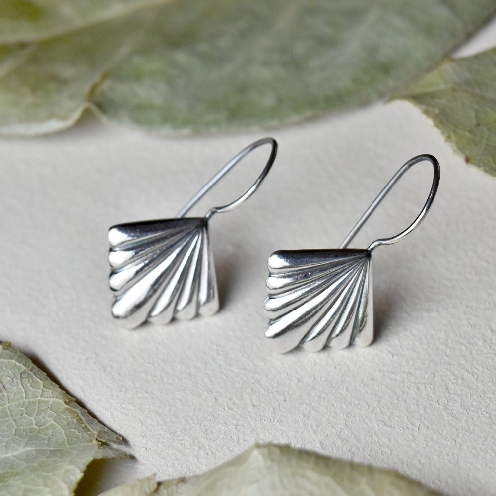 Radiating Lines Silver Earrings - Handcrafted Die Struck Sterling Silver Jewelry for Women - Perfect for Weddings, Parties & Everyday Elegance