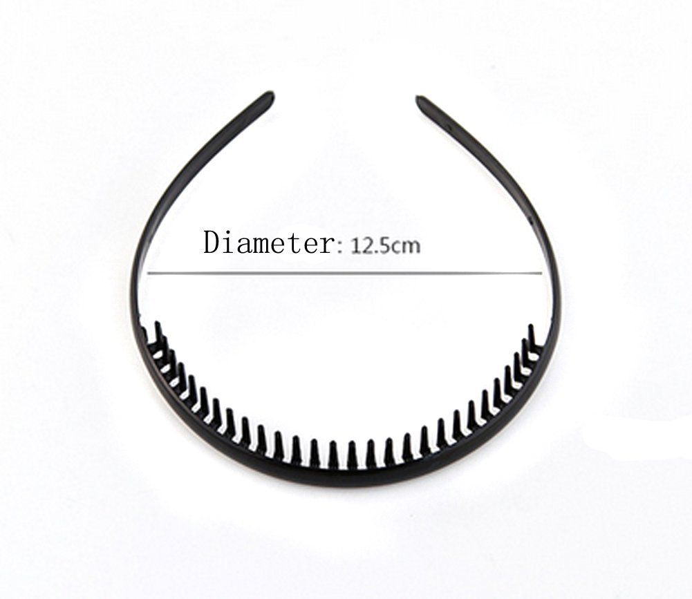 6 Pack Black Acrylic Toothed Hair Clips - Classic Teeth Comb Headbands for Men & Women - Perfect for Styling, Ponytails, and Keeping Hair in Place at Work, Gym, or Parties