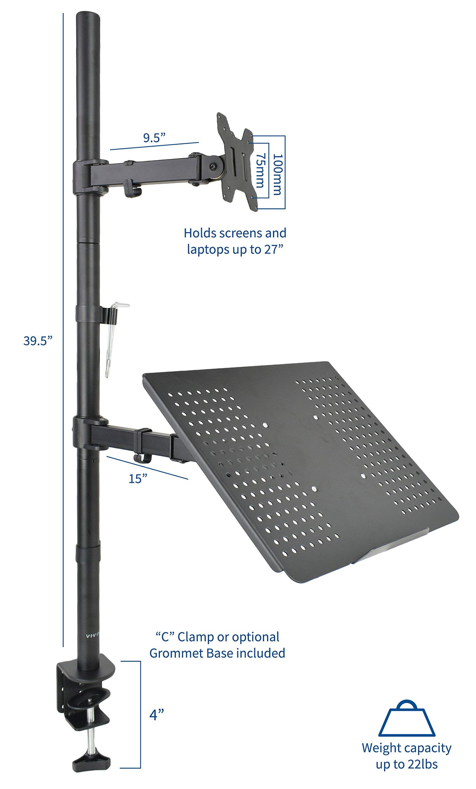 VIVO Adjustable Laptop and Monitor Stand for Desks - Extra Tall 13 to 32 Inch LCD Screen Mount, Fits 17 Inch Laptops (STAND-V012C) - Perfect for Home Office, Gaming Setup & Workspace Ergonomics