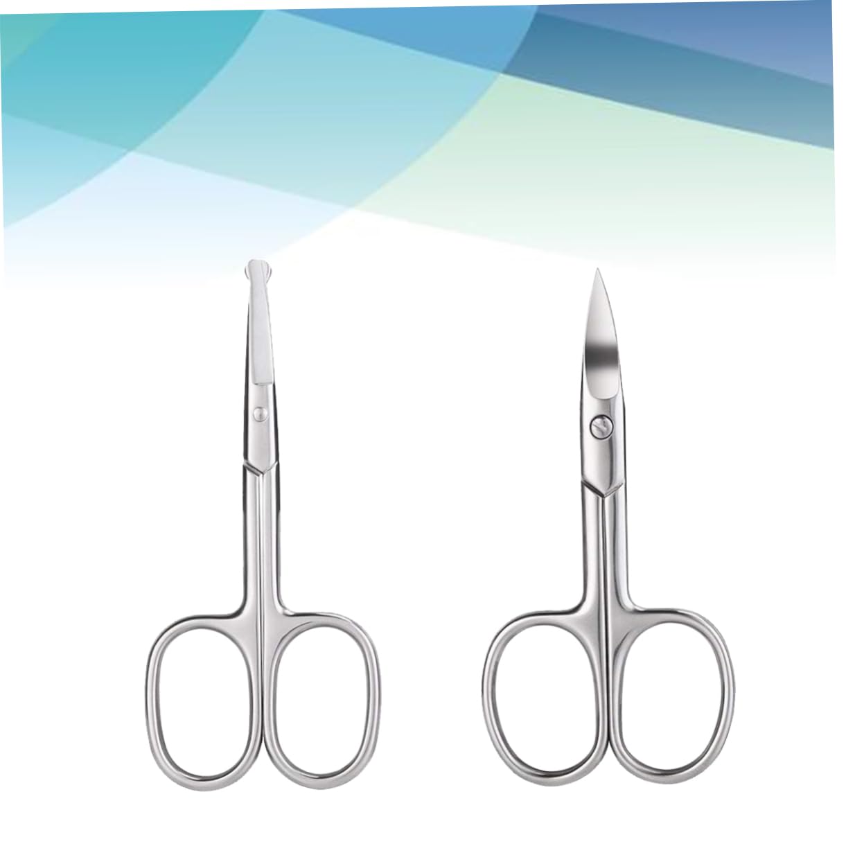6-Piece Professional Facial Hair Scissors Set - Curved & Straight Eyebrow, Nose & Beard Trimming Scissors with Rounded Tips - Multi-Use Grooming Kit for Men & Women (Silver) - Perfect for Eyebrow Shaping, Beard Trimming & Nose Hair Care
