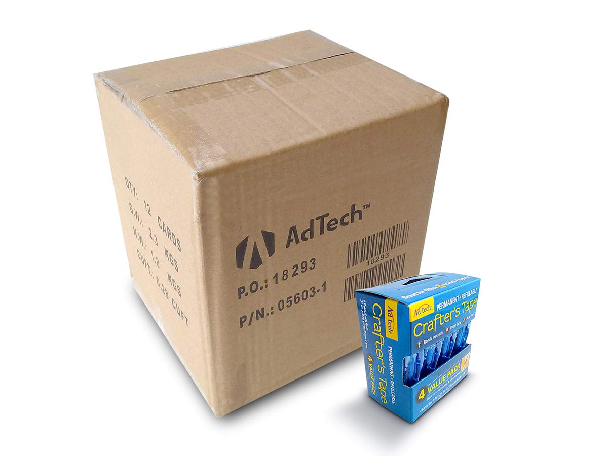 AdTech Glue Runner for Scrapbooking Supplies - Clear 4 Count (Pack of 12) Cartridges - Perfect for DIY Crafts, Photo Albums, and Card Making - 05603-CASE